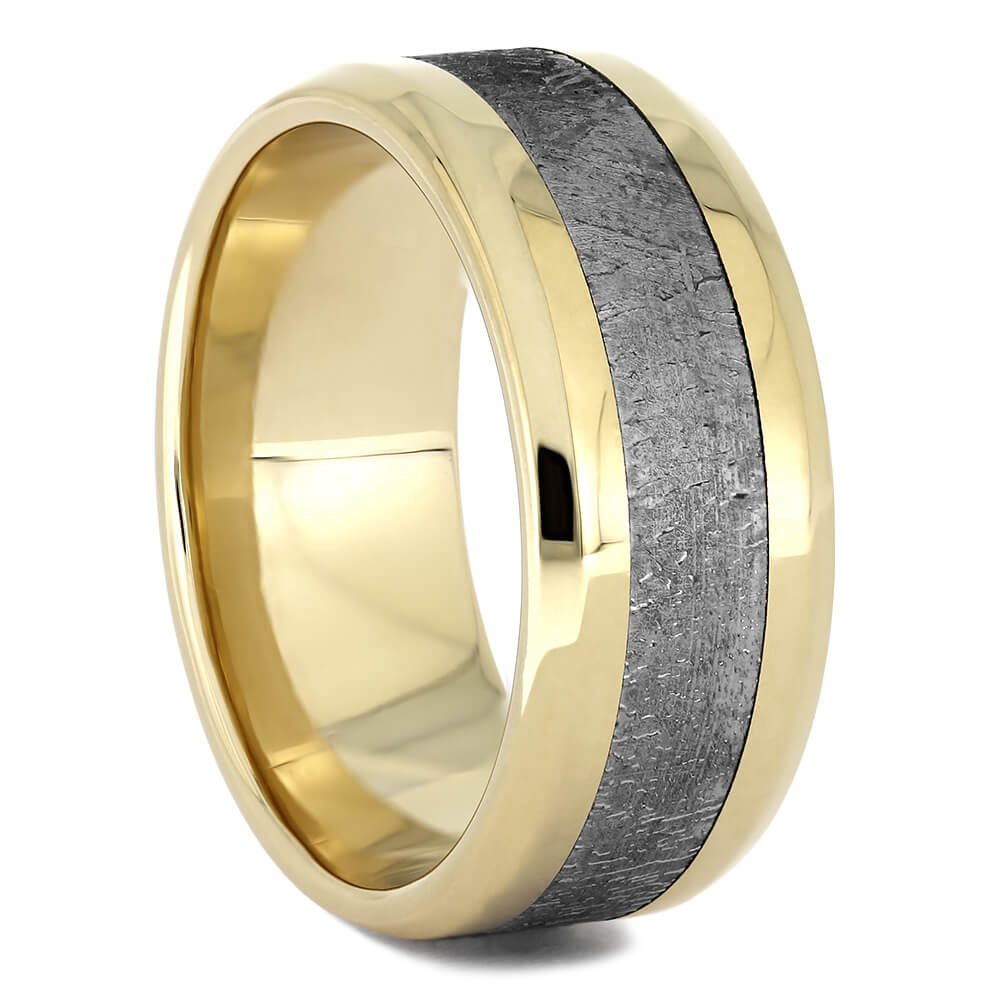Yellow Gold and Meteorite Wedding Bands