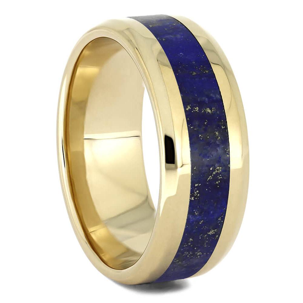 14k Gold Lapis Lazuli Men's Wedding Band