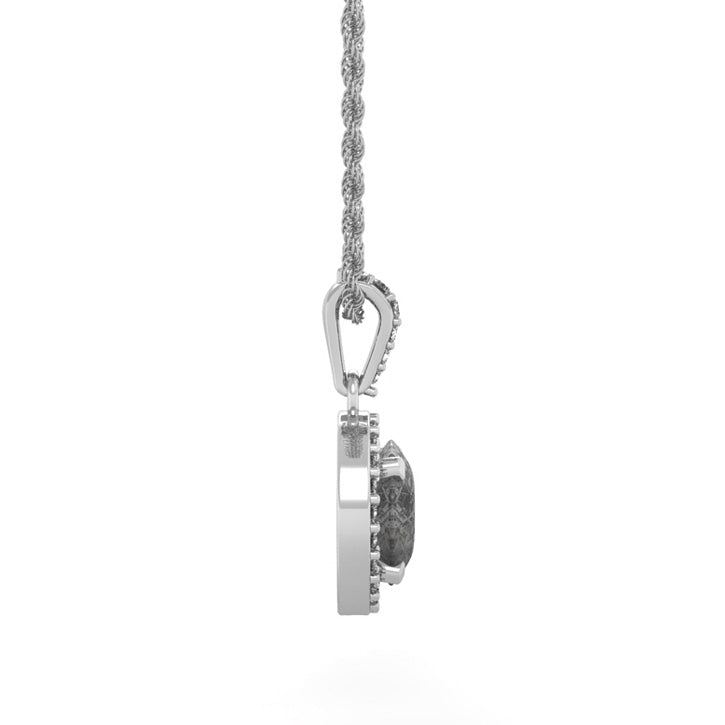 Meteorite Pendant With Stunning White Diamond Accents On 14k White Gold