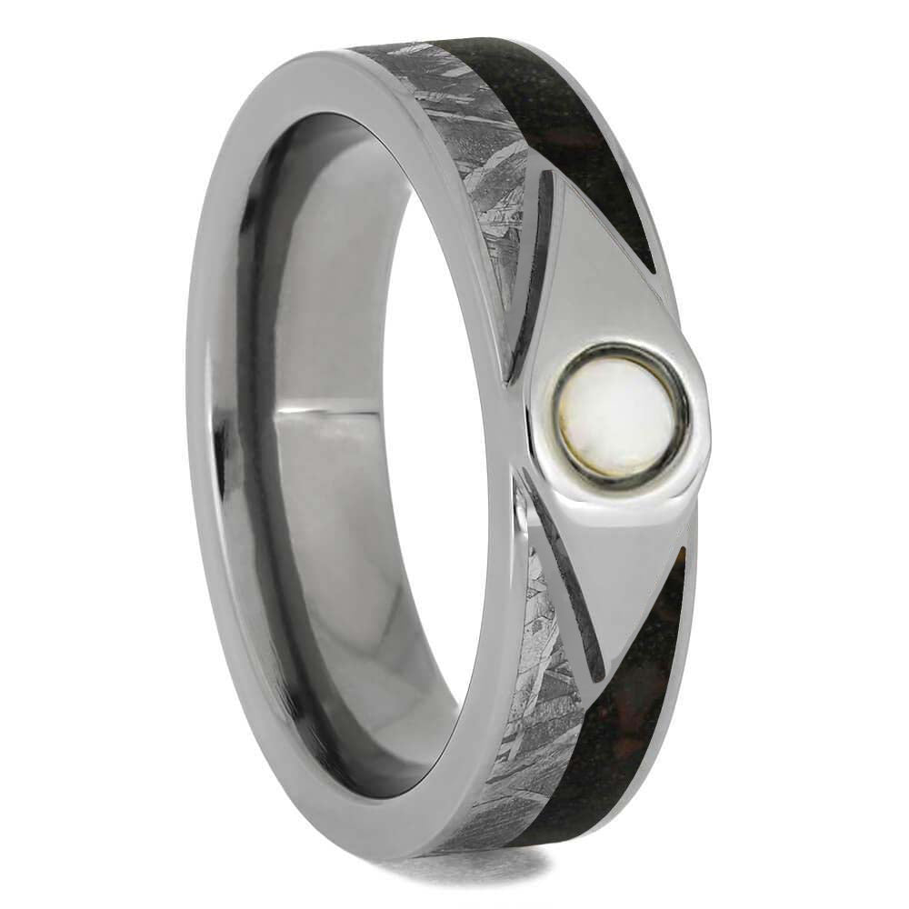 Meteorite and Dinosaur Bone Engagement RIng
