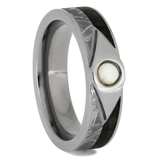 Meteorite and Dinosaur Bone Engagement RIng