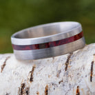 Brushed Titanium Ring With Redwood
