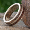 White Gold Dinosaur Bone Men's Wedding Band