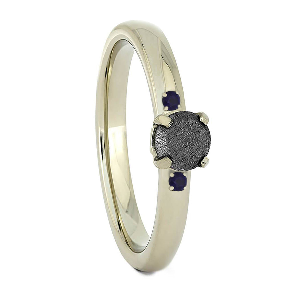 Meteorite & Blue Sapphire Engagement Ring - Jewelry by Johan