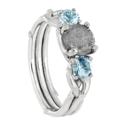 Meteorite Engagement Ring With Aquamarine | Jewelry by Johan - Jewelry ...