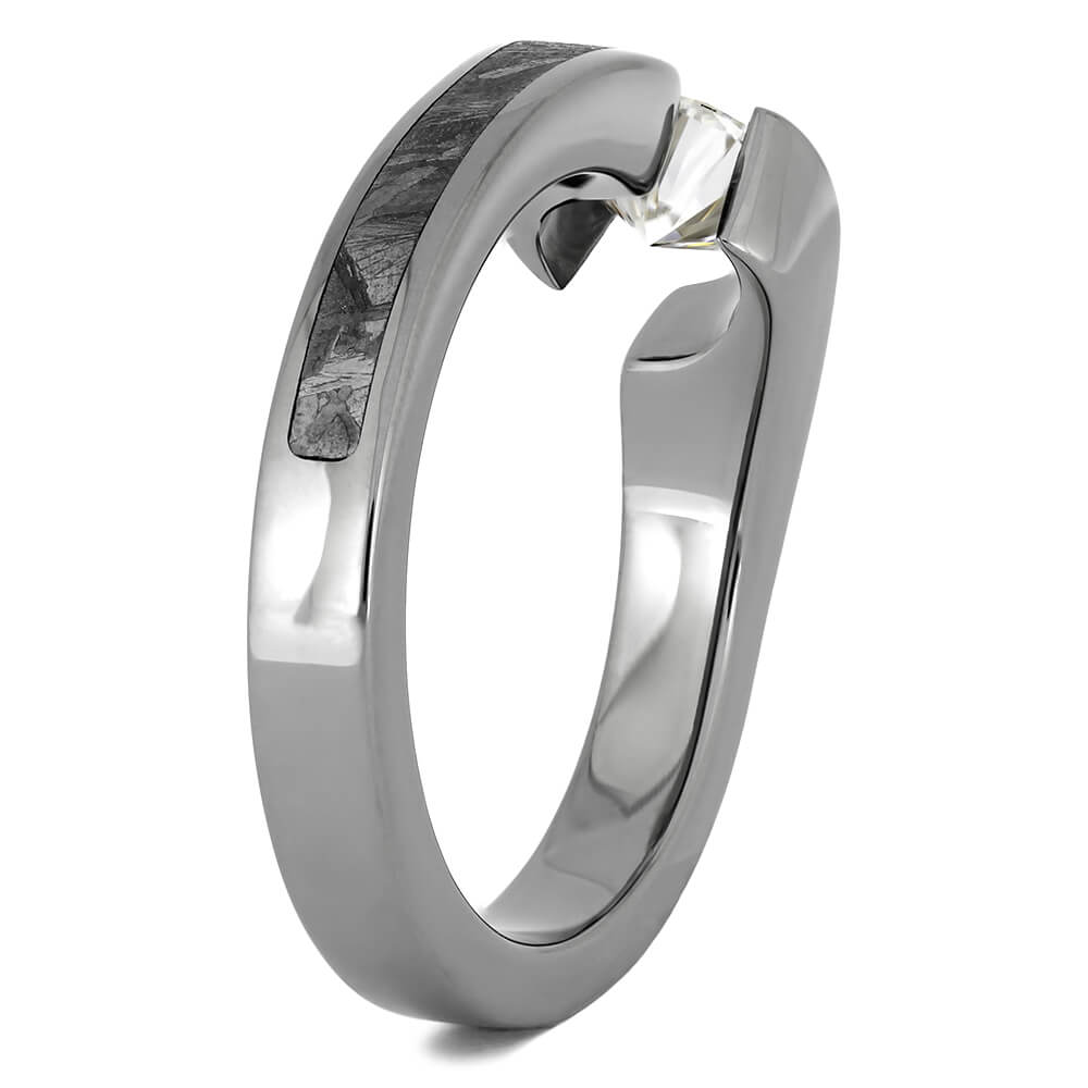 Titanium Engagement Ring with Meteorite