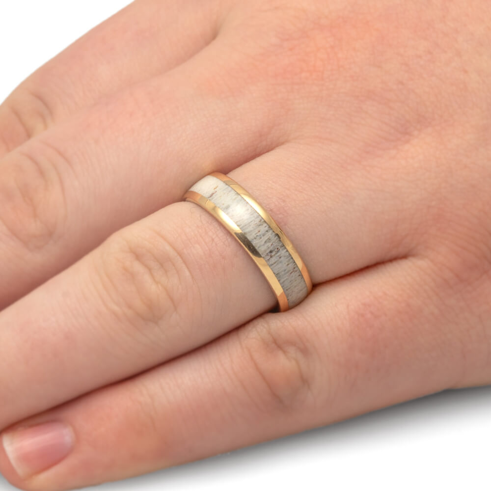 Titanium Antler Wedding Band With Yellow Gold Edges-2280 - Jewelry by Johan