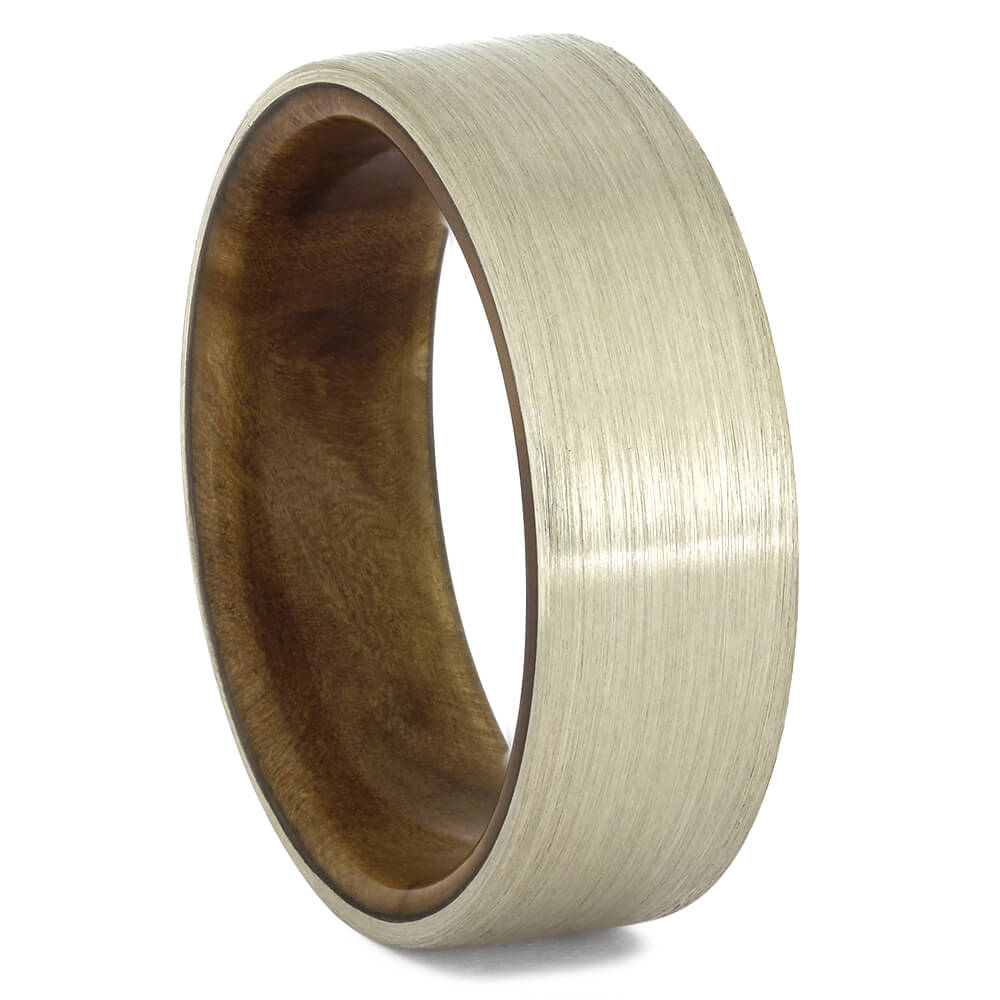 White Gold Ring with Wooden Sleeve