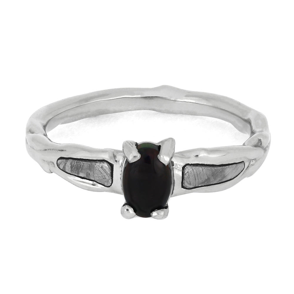 Meteorite and Platinum Engagement Rings