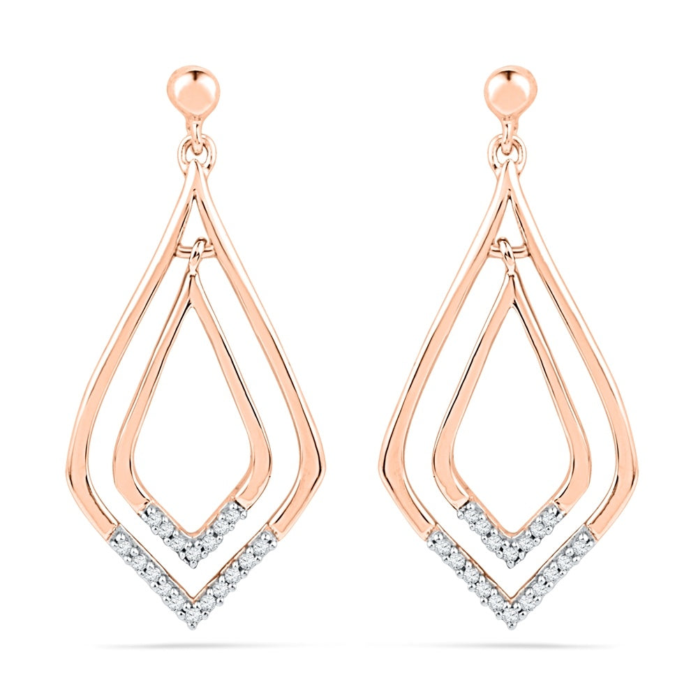 Rose Gold Plated Glittering Crystal AD Stone Heart Shaped Dangle & Drop  Earrings for Women & Girls (E2952W) - I Jewels - 3773861