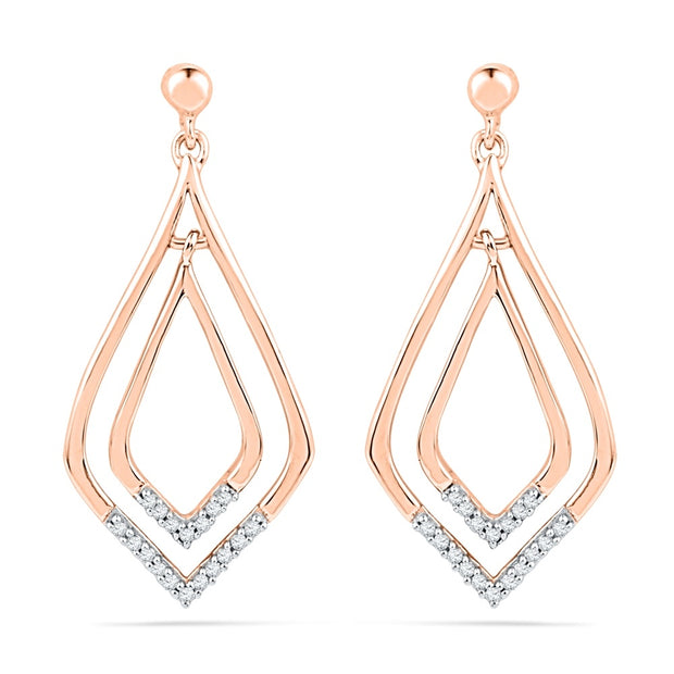 Diamond Rose Gold Drop Earrings-SHEF018668 - Jewelry by Johan