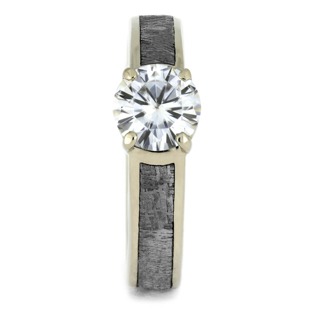 Moissanite Engagement Ring, White Gold Meteorite Ring-2314 - Jewelry by Johan