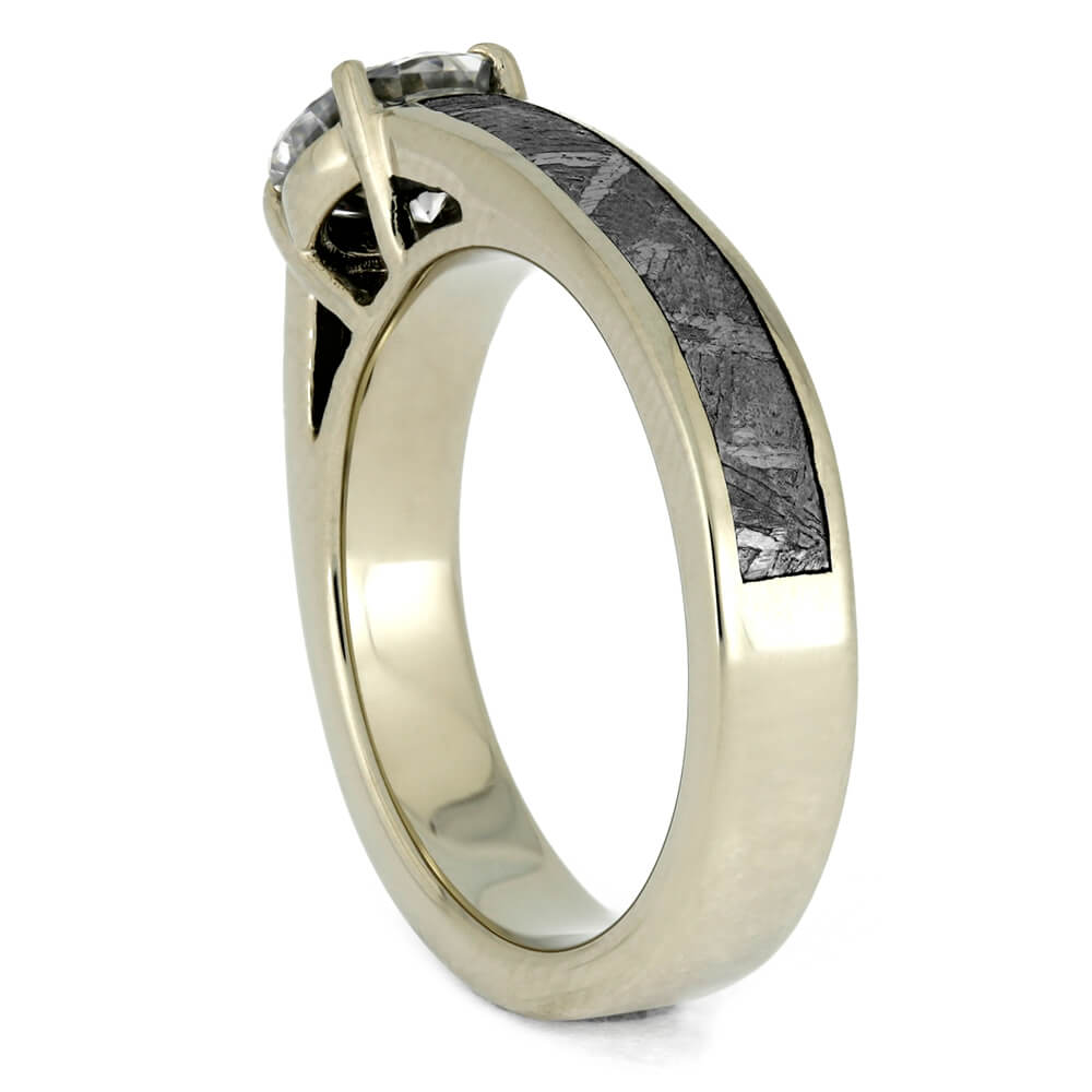 Moissanite Engagement Ring, White Gold Meteorite Ring-2314 - Jewelry by Johan