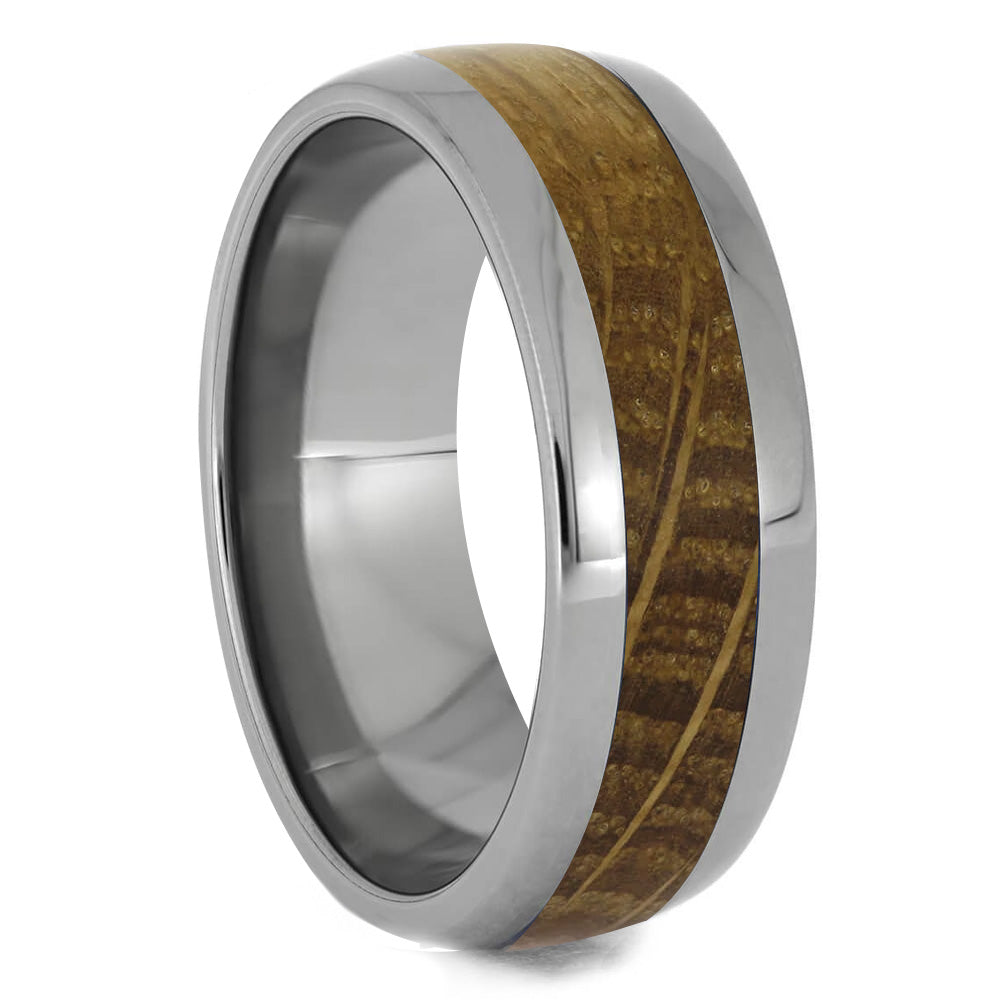 Whiskey Barrel Oak Wood Wedding Band, Titanium Ring-2316 - Jewelry by Johan