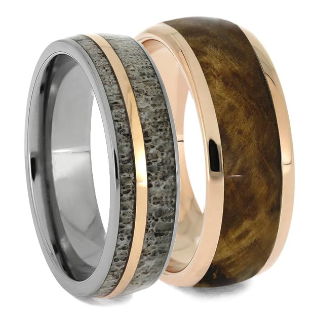 Coordinating Rose Gold His and His Rings