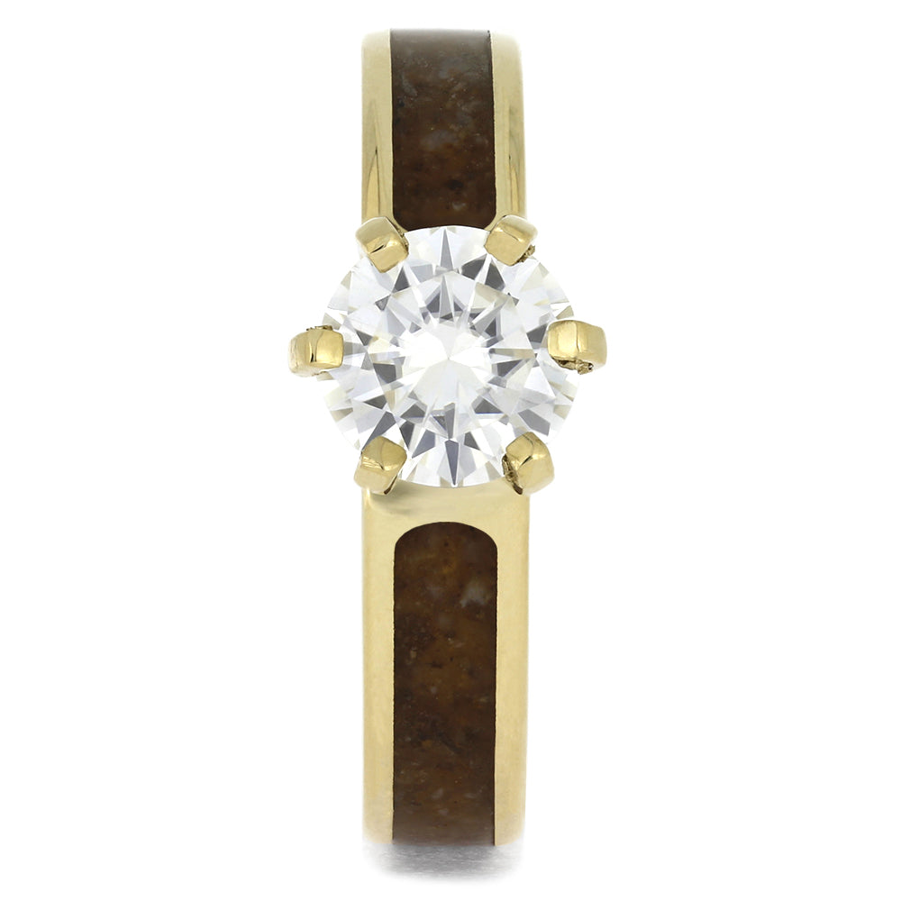 Solitaire 6 Prong Moissanite Engagement Ring With Wood Inlay - Jewelry by Johan