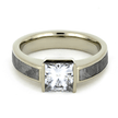 Meteorite Engagement Ring With Princess Cut Moissanite, White Gold-2339 - Jewelry by Johan
