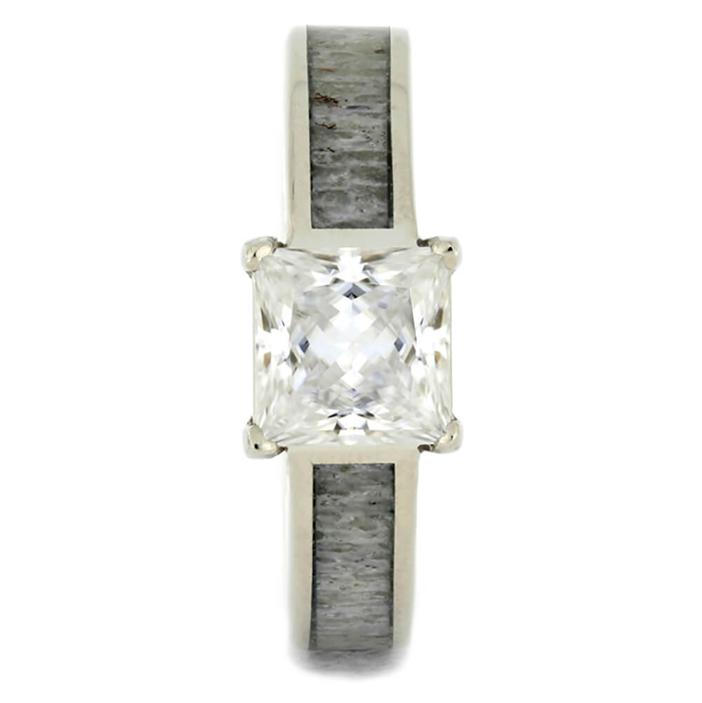 Square Stone Engagement Ring In White Gold With Deer Antler-2341 - Jewelry by Johan