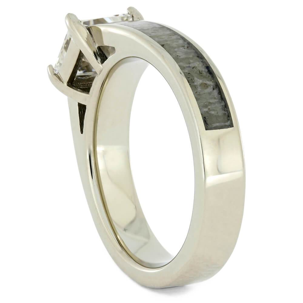 Square Stone Engagement Ring In White Gold With Deer Antler-2341 - Jewelry by Johan