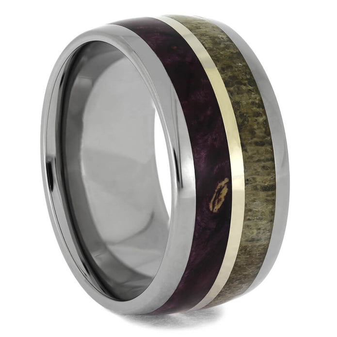 Antler and Purple Wood Wedding Band
