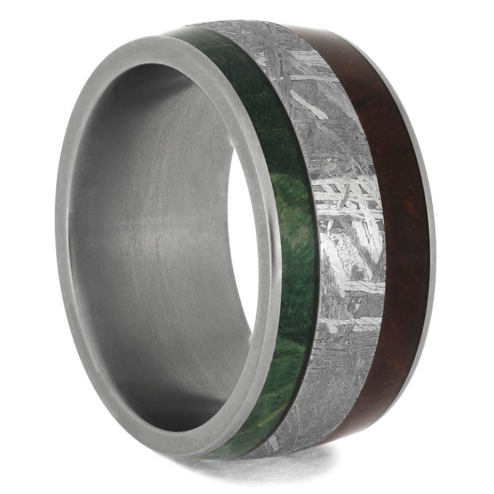 Meteorite and Wood Wedding Bands