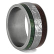 Meteorite and Wood Wedding Bands