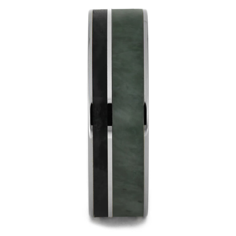 Green Jade & Black Obsidian Men's Wedding Band - Jewelry by Johan