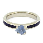 Rough Aquamarine Engagement Ring With Lapis Lazuli - Jewelry by Johan
