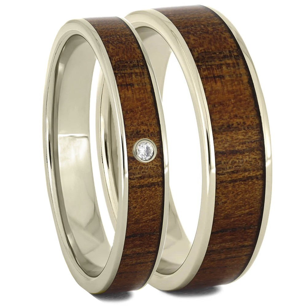 His and Hers Wood Ring Set In Solid Gold - Jewelry by Johan