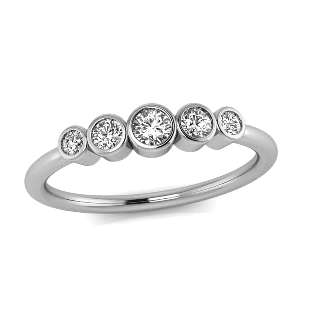 Five Stone Diamond Engagement Ring in White Gold-3122 - Jewelry by Johan