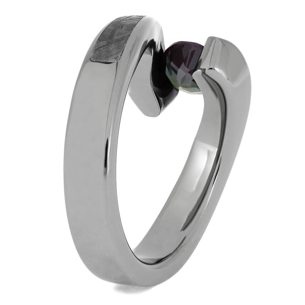 Titanium Engagement Ring with Meteorite