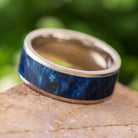 Blue Wood Wedding Band in Solid Gold or Platinum - Jewelry by Johan