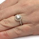Halo Moissanite Engagement Ring, White Gold Ring With Meteorite-2407 - Jewelry by Johan