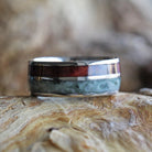 Jade Wedding Band With Natural Redwood, Titanium Ring-3487 - Jewelry by Johan