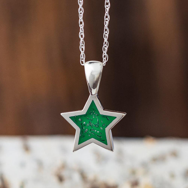 Green Stardust™ Sterling Silver Star Pendant Necklace-2425-GR - Jewelry by Johan