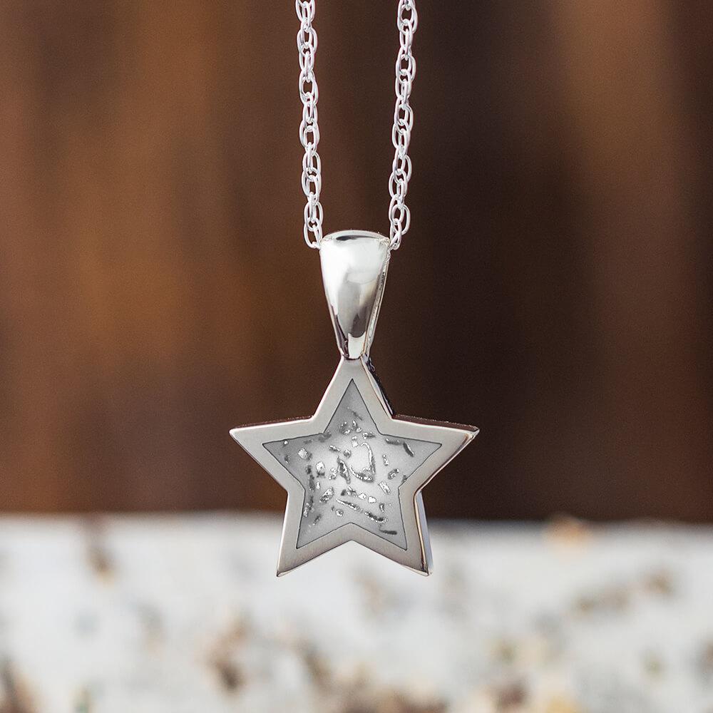 White Stardust™ Star Shape Necklace in Sterling Silver-2425-WH - Jewelry by Johan