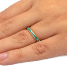 Wavy Gold Ring With Crushed Turquoise Inlay, Handmade Ring-2431 - Jewelry by Johan