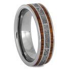 Flashy Meteorite Ring With Tulipwood Inlays, Titanium Wedding Band-2432 - Jewelry by Johan