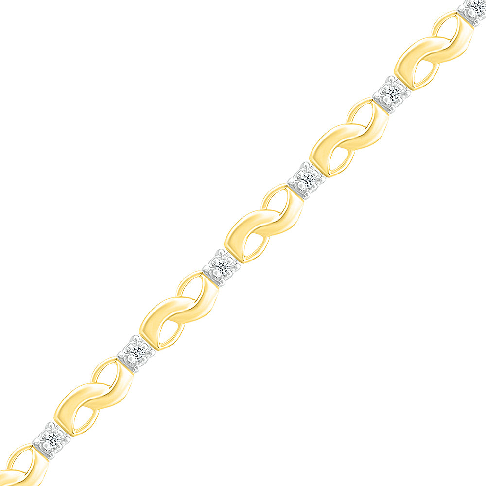 Dainty Diamond Infinity Symbol Bracelet - 10k Yellow Gold
