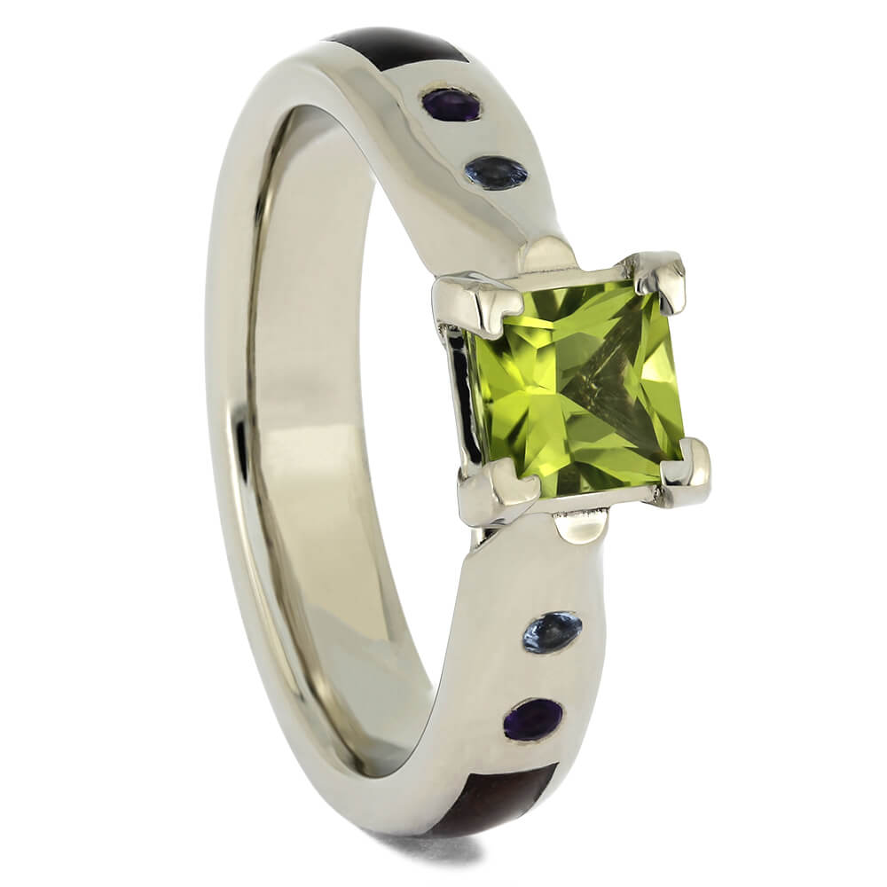 Peridot Engagement Ring with Redwood Shanks | Jewelry by Johan ...