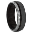 Meteorite & Ebony Wood Sandblasted Titanium Men's Ring - Jewelry by Johan