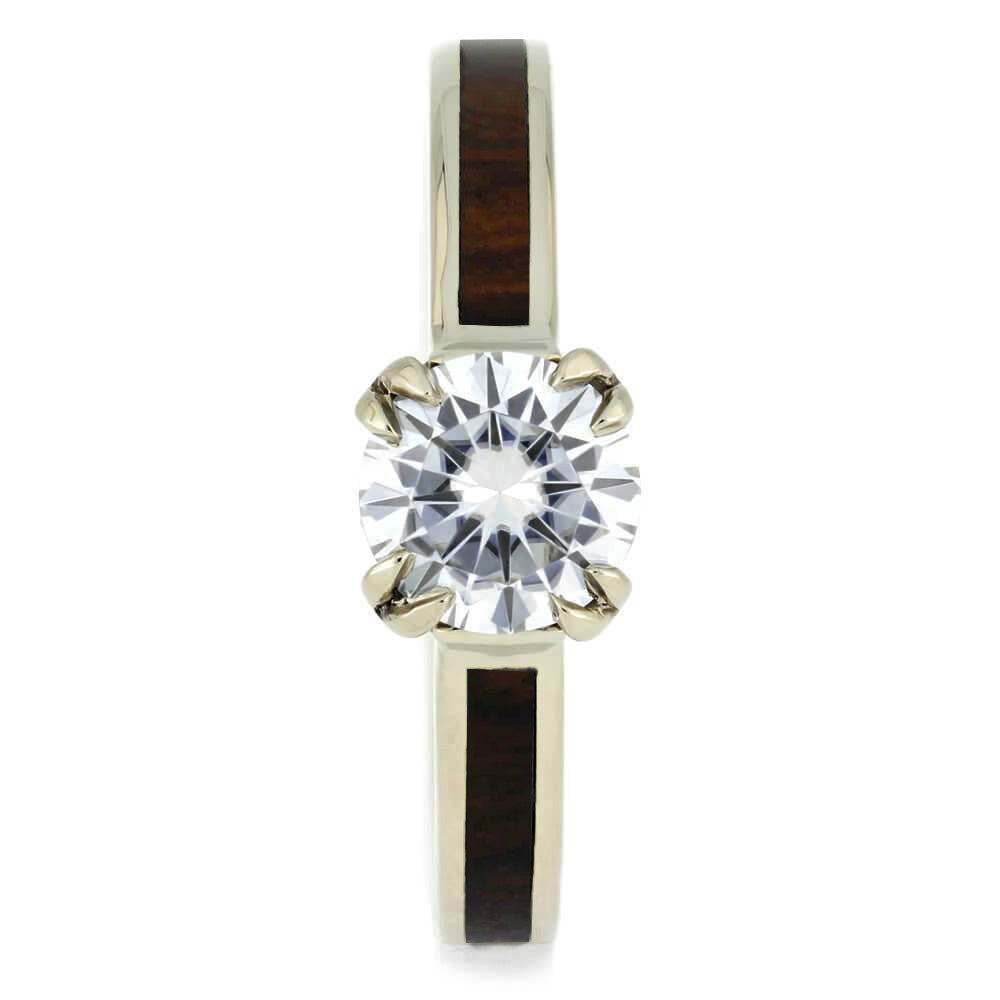 Antler Prong Moissanite Engagement Ring With Wood Inlay - Jewelry by Johan