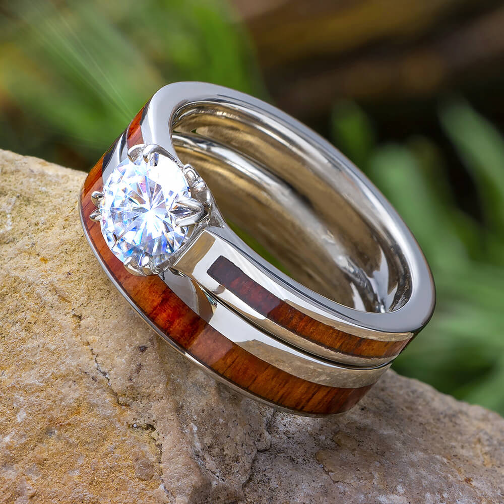 Ironwood Bridal Set with Moissanite and White Gold - Jewelry by Johan
