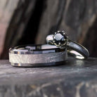 Black Diamond Meteorite Wedding Ring Set