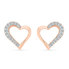 Rose Gold Diamond Heart Stud Earrings