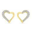 Yellow Gold Diamond Heart Stud Earrings