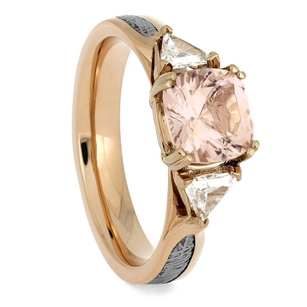 Morganite Engagement Ring With Diamonds And Meteorite In Rose Gold-2514 - Jewelry by Johan