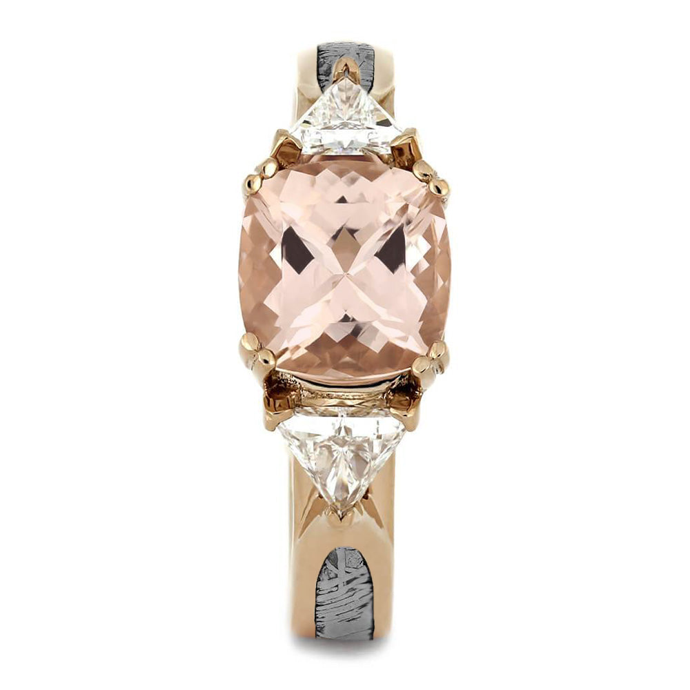 Morganite Engagement Ring With Diamonds And Meteorite In Rose Gold-2514 - Jewelry by Johan