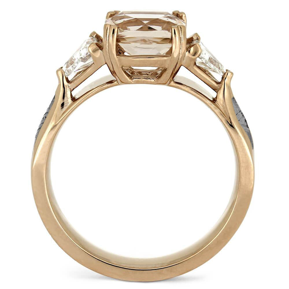 Morganite Engagement Ring With Diamonds And Meteorite In Rose Gold-2514 - Jewelry by Johan
