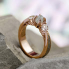 Three Stone Engagement Ring With Rough Diamond And Morganite - Jewelry by Johan